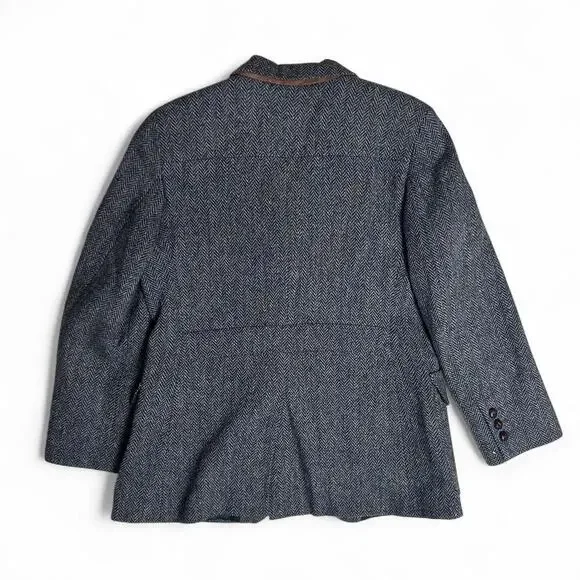 Orvis Harris Tweed Herringbone USA Sewn Three Button Wool Blazer Jacket Women 10 - Picture 5 of 7
